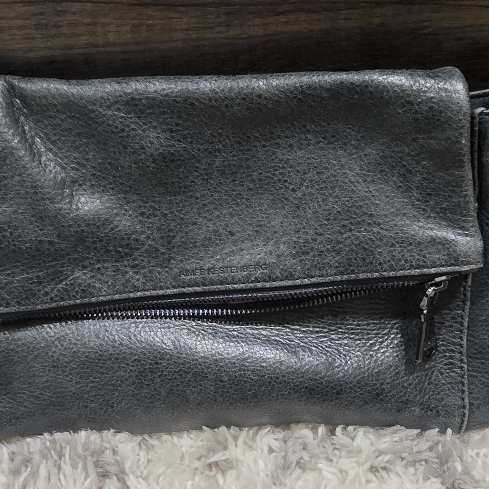 Aimee Kestenberg Gray Leather Cross Body Bag